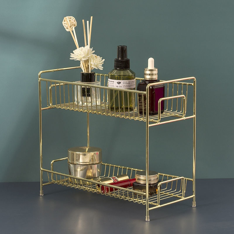 Luxury Skincare Tools - Rack de cosméticos dourado de metal