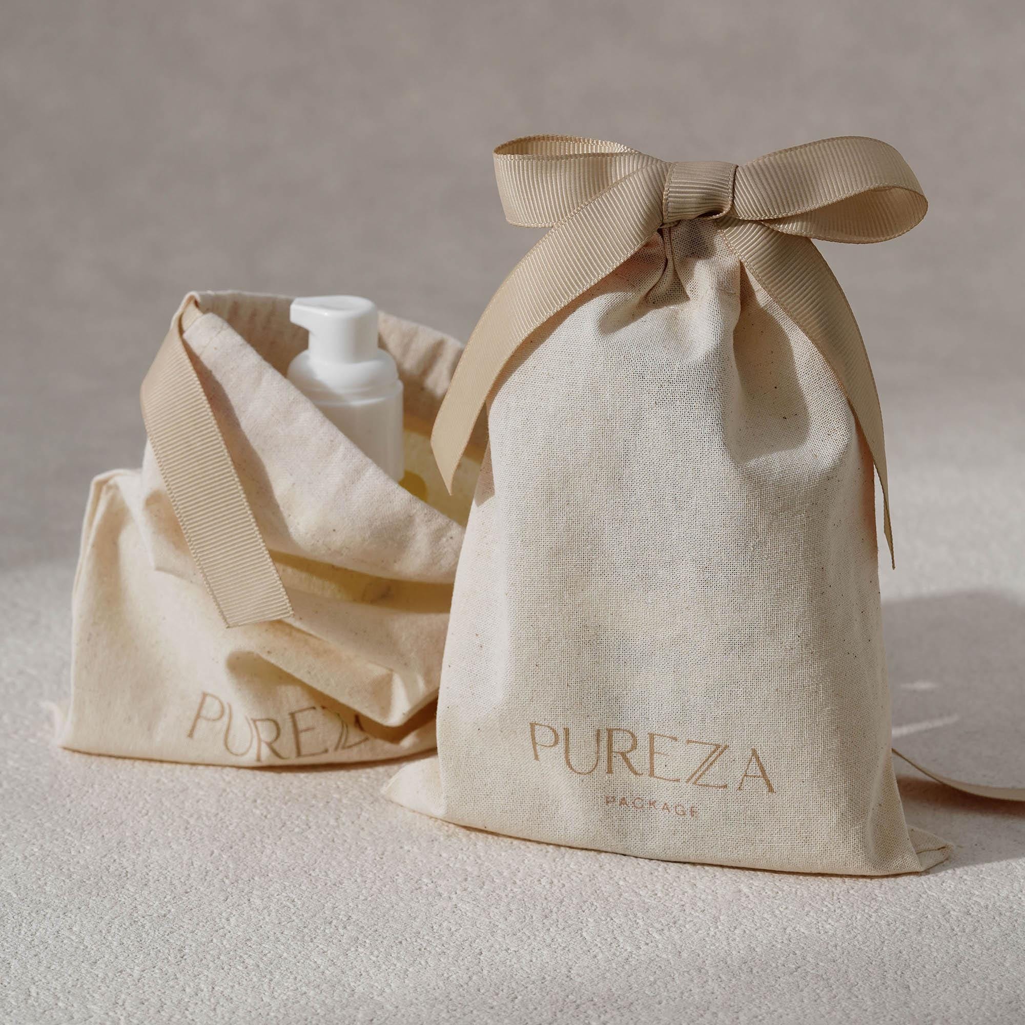 Luxury Skincare Packaging - Saco Personalizável de Algodão Natural com